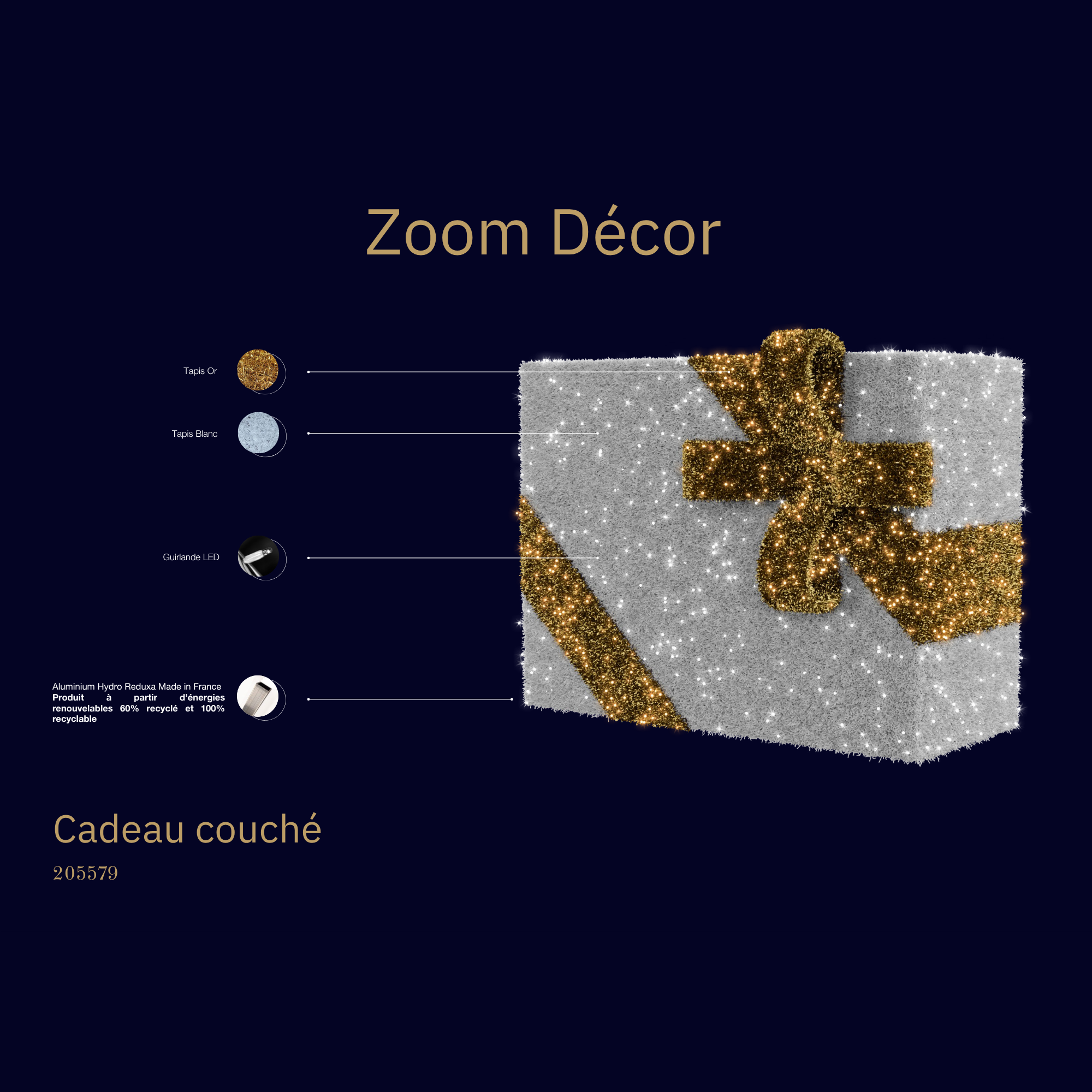 Décor de noël 3D Cadeau couché H1,5 x L2 x P0,8m